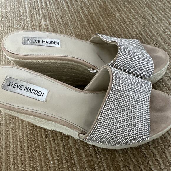 Steve Madden Sanctuary Rhinestones Crystals Bling Slip-On Wedge Sandals size 8 M - Picture 3 of 8